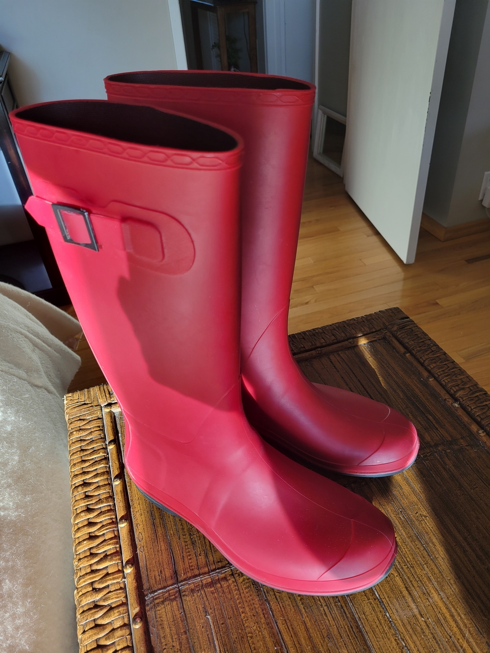 Kamik Red Tall Women's Rain Boots with Side Buckle